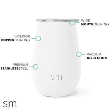 Simple Modern Wine Tumbler with Lid | Cute Stemless Glass Cup with Press-In Lid | Insulated Stainles...