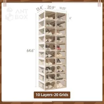 ANTBOX 10-Tier Foldable Shoe Rack Organizer for All Spaces