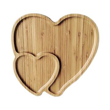 Wooden Serving Tray Heart Shaped Cheese Board Salad Plate Dinner Plate Cake Plate Decorative Serving Platter Plate for Snack Candy Food Fruit Valentines Day Decor (Size:10.63x10.63x0.63inch)