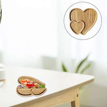 Wooden Serving Tray Heart Shaped Cheese Board Salad Plate Dinner Plate Cake Plate Decorative Serving Platter Plate for Snack Candy Food Fruit Valentines Day Decor (Size:10.63x10.63x0.63inch)