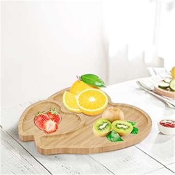 Wooden Serving Tray Heart Shaped Cheese Board Salad Plate Dinner Plate Cake Plate Decorative Serving Platter Plate for Snack Candy Food Fruit Valentines Day Decor (Size:10.63x10.63x0.63inch)