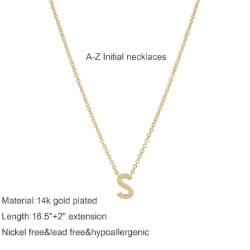 Personalized 14k Gold Plated Initial Necklace - Fwlisesa Gift