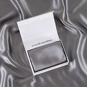 ALASKA BEAR Silk Pillowcase Envelope Closure, 22 Momme 100 Percent Mulberry Silk Pillow Slip Foldover Design, Washable and NO Zipper, Queen(1, Iron Grey)