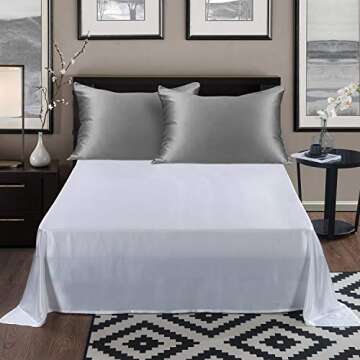 ALASKA BEAR Silk Pillowcase Envelope Closure, 22 Momme 100 Percent Mulberry Silk Pillow Slip Foldover Design, Washable and NO Zipper, Queen(1, Iron Grey)