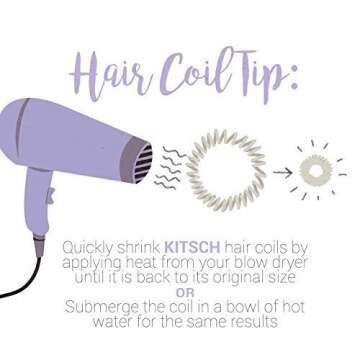 Kitsch Waterproof Spiral Hair Ties for Women and Teens - 4 Count