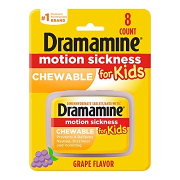 Dramamine Kids Chewable Motion Sickness Relief Grape 8 Count