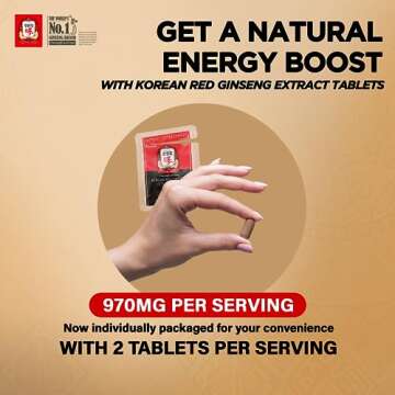 CheongKwanJang (New) Korean Red Ginseng Extract Tablet Energy Boost, Immune Support Pills for Men & Women, Natural Energy Supplements, Circulation, Brain Focus - 240 Count
