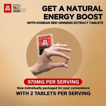 CheongKwanJang (New) Korean Red Ginseng Extract Tablet Energy Boost, Immune Support Pills for Men & Women, Natural Energy Supplements, Circulation, Brain Focus - 240 Count