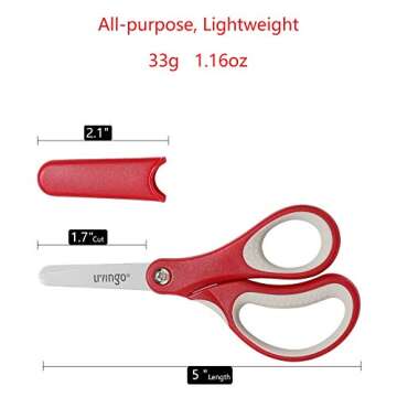 LIVINGO 5" Left and Right Handed Kids Scissors, Safety Blunt Sharp Stainless Steel Blade Scissors fo...