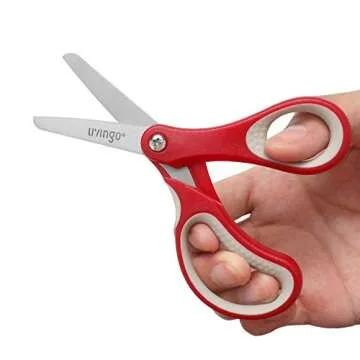LIVINGO 5" Left and Right Handed Kids Scissors, Safety Blunt Sharp Stainless Steel Blade Scissors for Children School Teacher Use Crafting Cutting Paper, 3 Pack Assorted Colors