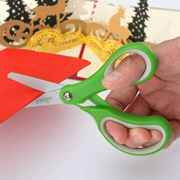 LIVINGO 5" Left and Right Handed Kids Scissors, Safety Blunt Sharp Stainless Steel Blade Scissors for Children School Teacher Use Crafting Cutting Paper, 3 Pack Assorted Colors