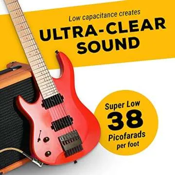 GLS Audio Instrument Cable - Amp Cord for Bass & Electric Guitar - Straight to Right Angle 1/4 Inch Instrument Cable - Brown/Yellow Braided Tweed, 10ft