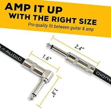 GLS Audio Instrument Cable - Amp Cord for Bass & Electric Guitar - Straight to Right Angle 1/4 Inch Instrument Cable - Brown/Yellow Braided Tweed, 10ft