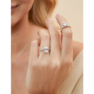 EAMTI 3CT Sterling Silver Engagement Ring - Stunning CZ Design