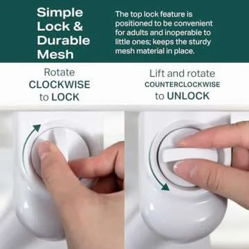 Cumbor Retractable Baby Gates, Mesh Dog Gate for The House, Baby Essentials Extends to 55" Wide, Wide Pet Gate 33" Tall, Long Child Safety Gates for Stairs, Doorways, Hallways, Indoor/Outdoor(White)