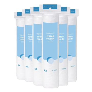 Amazon Basics 100% Cotton Rounds 600 Count Hypoallergenic