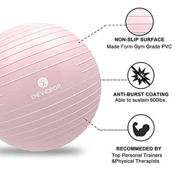 DEVEBOR Exercise Ball - Anti-Burst Heavy Duty Home Gym Ball