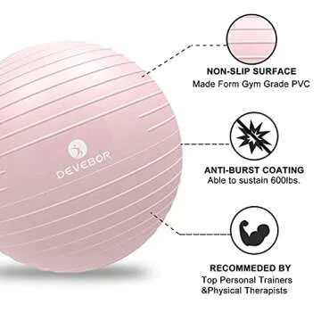 DEVEBOR Exercise Ball - Anti-Burst Heavy Duty Home Gym Ball