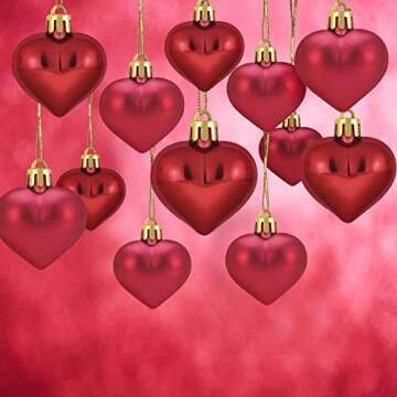 Boao 24 Pieces Heart Shaped Ornaments Valentine‘s Day Heart Ornament for Valentine‘s Day Decoration, 2 Styles