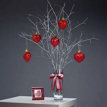 Boao 24 Pieces Heart Shaped Ornaments Valentine‘s Day Heart Ornament for Valentine‘s Day Decoration, 2 Styles