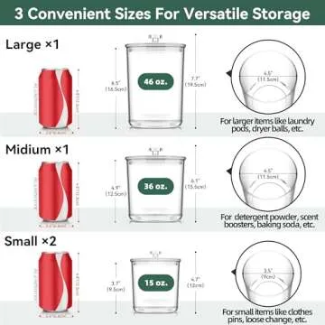 TIDIdea 4 Pack Laundry Container Jars - Premium Acrylic Jars for Laundry Room Organization and Stora...