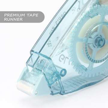 Tamaki Scrapbook Tape, 4 Pack Double Sided Tape Roller, Adhesive Glue Tape Dispenser Runner for Crafts and Arts Projects, Photo Tape for Scrapbooking