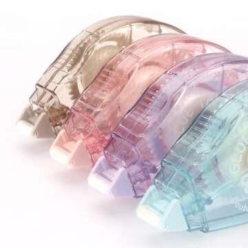 Tamaki Scrapbook Tape, 4 Pack Double Sided Tape Roller, Adhesive Glue Tape Dispenser Runner for Crafts and Arts Projects, Photo Tape for Scrapbooking