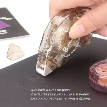 Tamaki Scrapbook Tape, 4 Pack Double Sided Tape Roller, Adhesive Glue Tape Dispenser Runner for Crafts and Arts Projects, Photo Tape for Scrapbooking