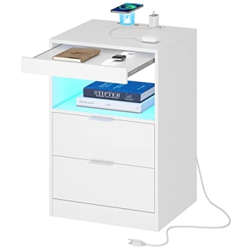 Tiptiper LED Nightstand with Wireless Charging & RGB Lights