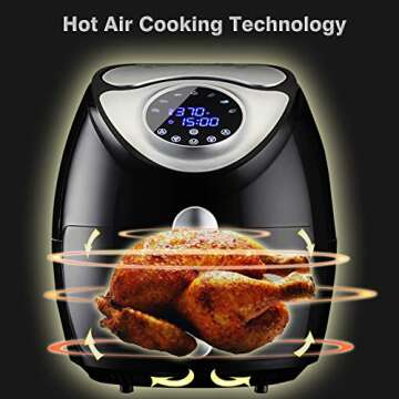 KiLi Beam 5.8QT Power Air Fryer XL with Airfryer Cookbooks, Black