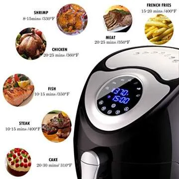 KiLi Beam 5.8QT Power Air Fryer XL with Airfryer Cookbooks, Black