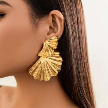 LKingel Chunky Gold Geometric Statement Earrings for Women