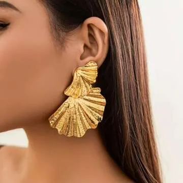LKingel Chunky Gold Geometric Statement Earrings for Women