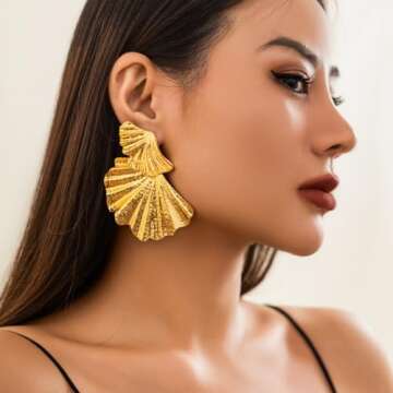 LKingel Chunky Gold Geometric Statement Earrings for Women