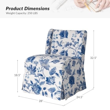 HULALA HOME Armless Accent Chair with Washable Slipcover