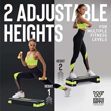 CAPHAUS Aerobic Stepper Adjustable Height 2 Level Risers Workout Exercise Step Platform Trainer for Home Gym Exercise Fitness Workout, Yellow