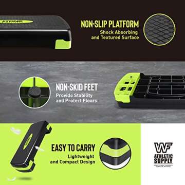 CAPHAUS Aerobic Stepper Adjustable Height 2 Level Risers Workout Exercise Step Platform Trainer for Home Gym Exercise Fitness Workout, Yellow