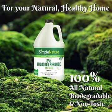 SimpleNature 6% Food Grade Hydrogen Peroxide Solution - 1 Gallon - Natural Multipurpose Cleaner - Made in USA - Ideal for