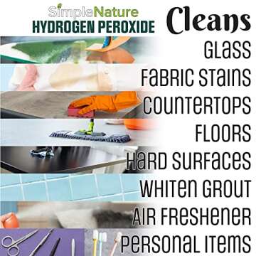 SimpleNature 6% Food Grade Hydrogen Peroxide Solution - 1 Gallon - Natural Multipurpose Cleaner - Made in USA - Ideal for
