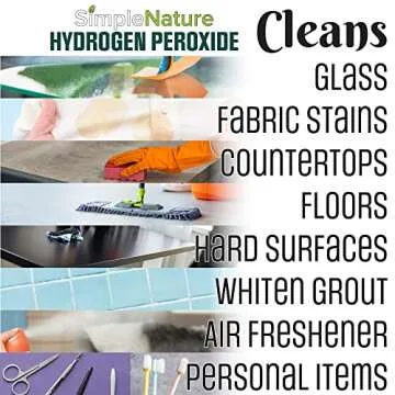 SimpleNature 6% Food Grade Hydrogen Peroxide Solution - 1 Gallon - Natural Multipurpose Cleaner - Made in USA - Ideal for