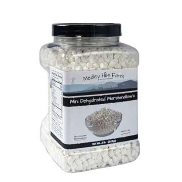 Vanilla mini dehydrated marshmallows in Reusable Container by Medley hills farm - mini marshmallows for hot chocolate - Perfect Dehydrated bits For Cereal, Cocoa, Ice Cream, hot chocolate