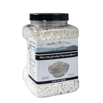 Vanilla mini dehydrated marshmallows in Reusable Container by Medley hills farm - mini marshmallows for hot chocolate - Perfect Dehydrated bits For Cereal, Cocoa, Ice Cream, hot chocolate