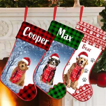 NAZENTI Personalized Papillon Christmas Stocking, Custom Dog Name Papillon Stocking, Gifts for Dog L...