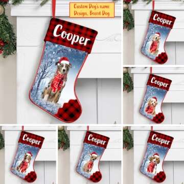 NAZENTI Personalized Papillon Christmas Stocking, Custom Dog Name Papillon Stocking, Gifts for Dog Lovers om Christmas, Custom Dog Christmas Stocking, Christmas Family Gifts 121