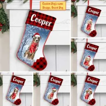 NAZENTI Personalized Papillon Christmas Stocking, Custom Dog Name Papillon Stocking, Gifts for Dog Lovers om Christmas, Custom Dog Christmas Stocking, Christmas Family Gifts 121
