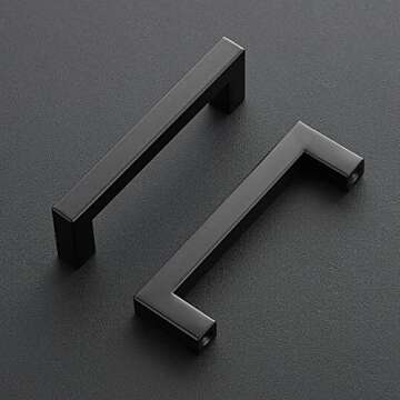Ravinte 14 Pack 4 Inch Kitchen Square Cabinet Handles Matte Black Cabinet Pulls Black Drawer Pulls K...