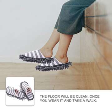 Grey Chenille Duster Mop Slippers Shoes Cover Fiber Washable Socks Household Cleaning Tools for Bathroom Office House Floor Polishing Cleaning Size