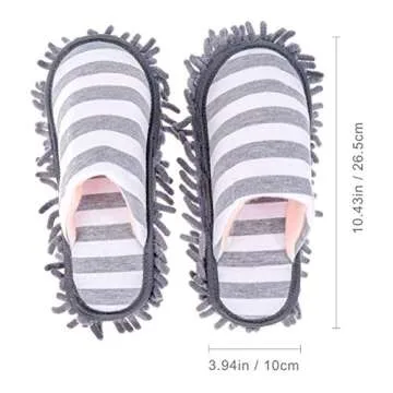 Grey Chenille Duster Mop Slippers Shoes Cover Fiber Washable Socks Household Cleaning Tools for Bathroom Office House Floor Polishing Cleaning Size