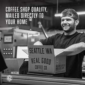 Real Good Coffee - Whole Bean Coffee - Organic Dark Roast Beans 100% Whole Arabica Beans Roasted and Ground in Seattle - 2Lbs