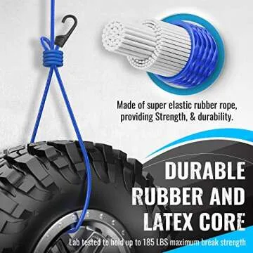 GOEASY0312 Bungee Cords Heavy Duty Outdoor - 30 PCS Bungee Cords with Hooks Assorted Sizes in Carry Bag, 10", 18", 24", 32", 40" Bungee Cords with Hooks & 8" Canopy, Bungee Balls, Tarp Clips